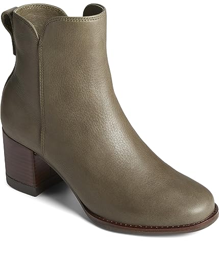 Sperry Women's Seaport Heel Ankle Boot, Olive, 6