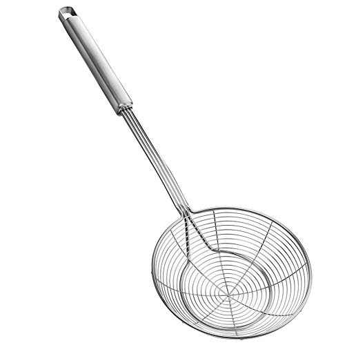 Comparison: Best Utensil For Deep Frying 6 YFWOOD 5.5 Inch Spider Strainer Skimmer, Reinforced Double Coil Wire Skimmer with Large Handle Solid Stainless Steel Strainer Ladle,for Kitchen Deep Frying Food Spaghetti Noodle (1 - Piece)