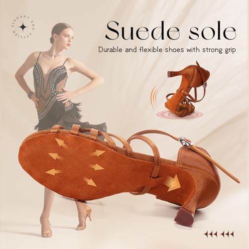 Latin Dance Shoes for Women Salsa Tango Bachata Professional Ballroom Dancing Shoes 3 Inch Heel4