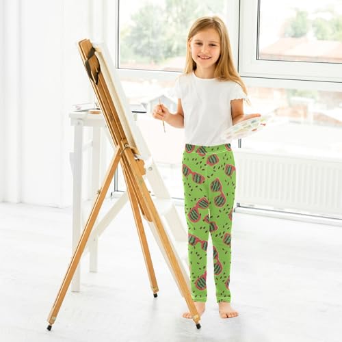 ALAZA Girls' Leggings Children's Yoga Pants Skinny Printed Dance Watermelon Glasses Comfortable 4T4