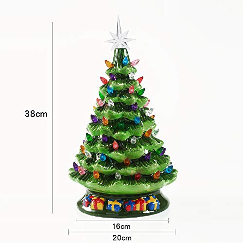 15" Tabletop Prelit Ceramic Christmas Tree With 70 Multicolor Lights, Hand-Painted Ceramic Tabletop Christmas Tree For Christmas Holiday Indoor Decorations #TOP3