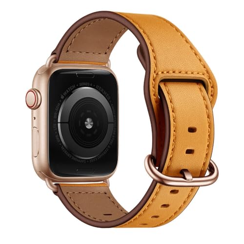 Watch Series 10 42 mm bracelet cuir véritable marron clair de rechange pour montre