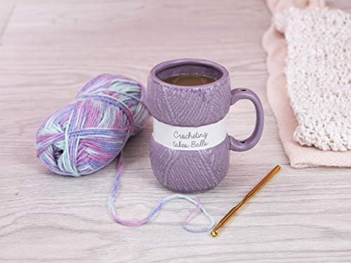 Boxer Gifts Crocheting Takes Balls Novelty Mug | Realistic Yarn Detailing | Funny Crochet Themed Gift for Her, Purple