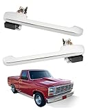 Metal Exterior Door Handles, Compatible with 1980-1996 Ford F-100 F-150 F-250 F-350 Bronco Truck, Chrome Outside Front Left Driver & Right Passenger Side Door Handle, Replace# 77663, 77666, FO1311104