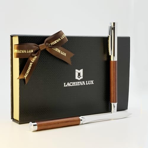 LACHIEVA LUX Bolígrafo de palisandro con abrecartas, bonito regalo para hombres y mujeres