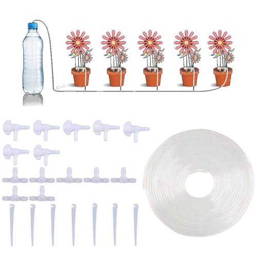 JINGLING Gotero para riego por, 7 unidades, de riego automático, de para riego de jardín, con manguera de 7 m para arriates, invernaderos, plantas en macetas, macizos de
