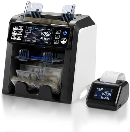 MUNBYN IMC23 Money Counter Machine Mixed Denomination with Reject...