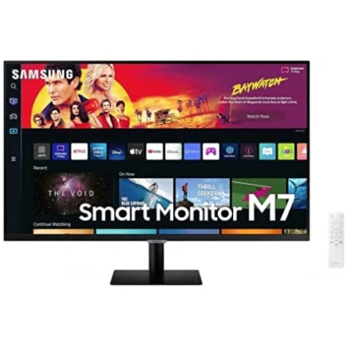 Samsung Smart Monitor M7 32’’ en resolution UHD 4K. Le 1er écran tout-en-un pour accéder facilement à vos applications de divertissement et travail. LS32BM700UUXEN
