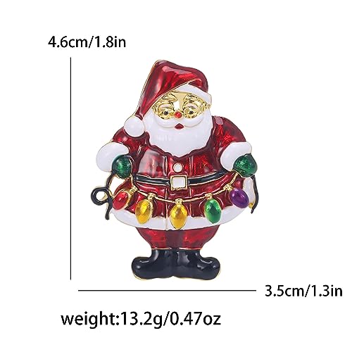 Image of Fashion Santa Claus Christmas Brooch Pin Colorful Bulb Ornament Enamel Lapel Brooces Pins Xmas Festive Holiday Jewelry Gifts for Women Girls Sweater Dress Hat Scarves Decoration Clips