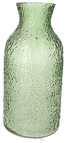 KEYHOMESTORE - Jarrón decorativo fabricado en cristal, de color verde, altura 30 cm, ideal como florero y porta plantas para interiores Cover