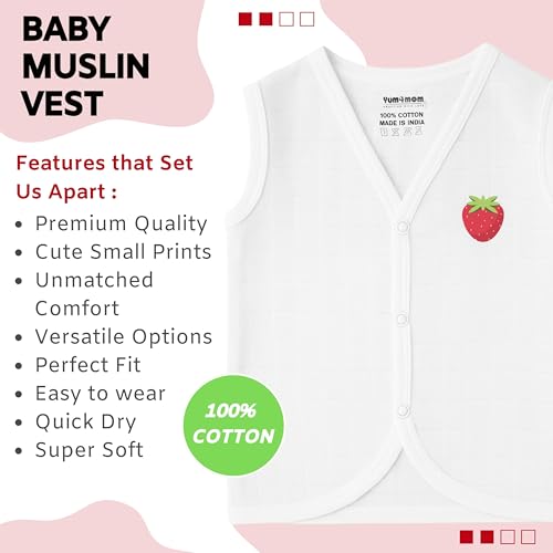Image of 5 piece Premium Muslin Jabla vest With Snap button| Newborn | for Boys & Girls | Comfy Jabala | Sleeveless dress | Baby Products | Casual Clothing | Size - Newborn - 3months- White