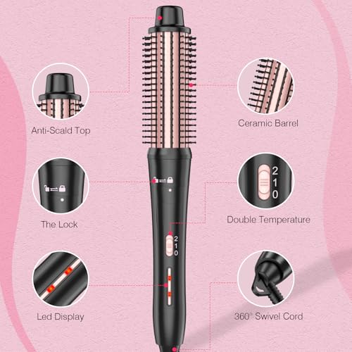 Image of Curling Brush Set, Curling Iron Interchangeable 3 Barrel Wand Curler with Ceramic Tourmaline Professional Curling Iron Brush,for Women with Curler and Waver