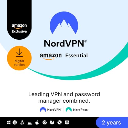 Image of NordVPN Amazon Essential, 10 Devices, 2-Year, VPN & Password Manager [Online Code]