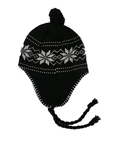 Gorro peruano de moda nepal para adultos, unisex, unisex, forro polar B10, Negro , Talla única