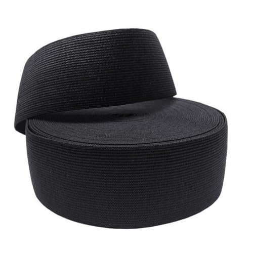 VIVIIHOO Cinta elástica ancha de 50 mm x 5 m. Elástica pesada para cintura y ropa, costura, cinta de goma por metros, textil en negro.