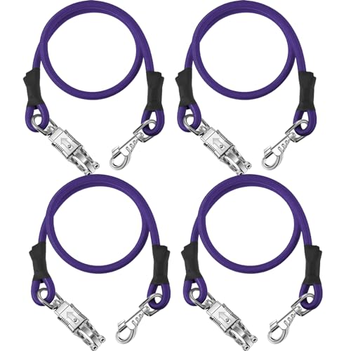 4 Pack Bungee Cross Ties Set Horse Trailer Tie Straps Bulk Bungee Cords with Snaps for Horse Trailer Accessories 36 Inch Long (Purple)