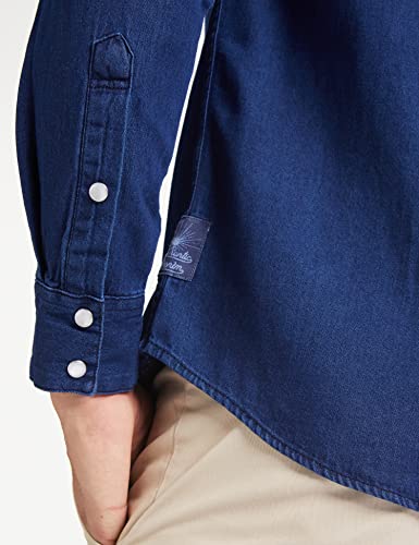 Image of Amazon Brand - INKAST Men's Slim Shirt (AZ-INK-RFS-DN-04 Mid Blue 4 4XL)