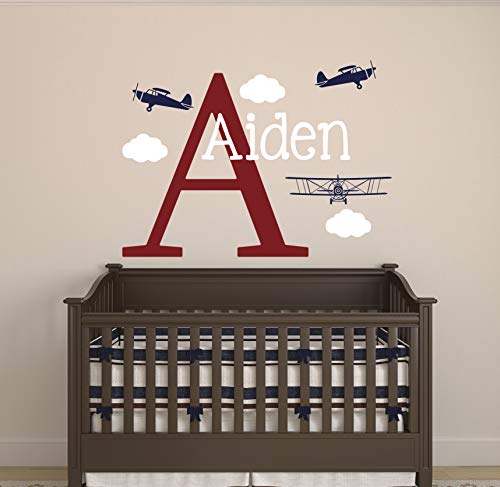 Airplanes Name Wall Decal - Boys Name Wall Decal - Airplane Nursery Decor - Custom Name Wall Decal - Airplanes Vinyl Wall Decal