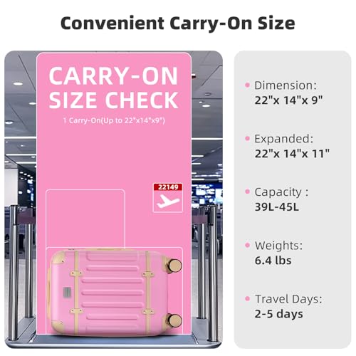 Image of LARVENDER Carry On Luggage 22x14x9 Airline Approved with Spinner Wheels, Expandable 20 Inch Luggage with TSA Lock, Hard Shell Carry On Suitcases for Women Men, Berry