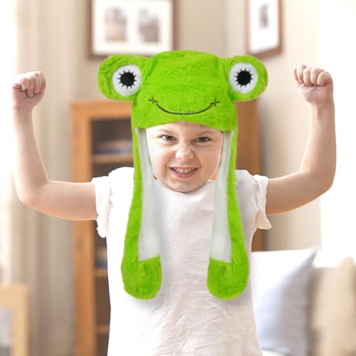YC JILAI 2 Pack Animal Hat Frog and Duck Plush Ears Moving Jumping Hat Unisex for Dress Up Halloween Christmas Cosplay Party by YC JILAI - Image 6