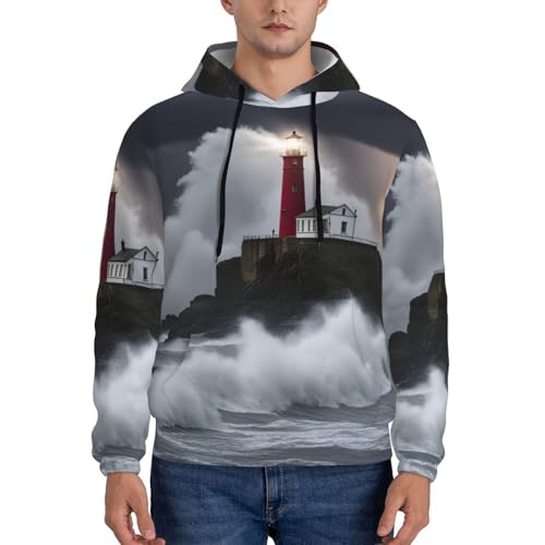 Sweat à capuche imprimé phare homme : superposition polyvalente en taille L - 2