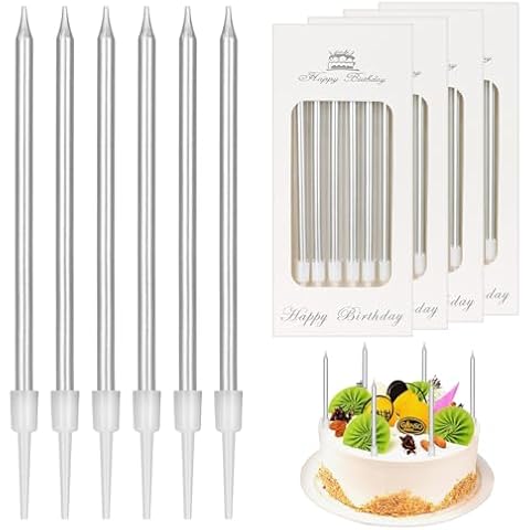 LFBEST Silver Birthday Candles for Celebrations Cover