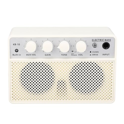 10W DC5V 1A Bass Speaker Dual Channel Amplifier for MusiciansOnthego Electric Bass Amp with Long Battery LifeABS Material