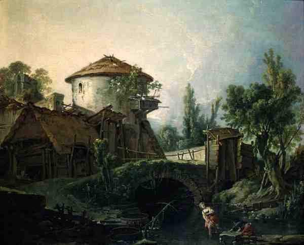 Toile François Boucher le moulin à vent pour habiller un grand mur vide