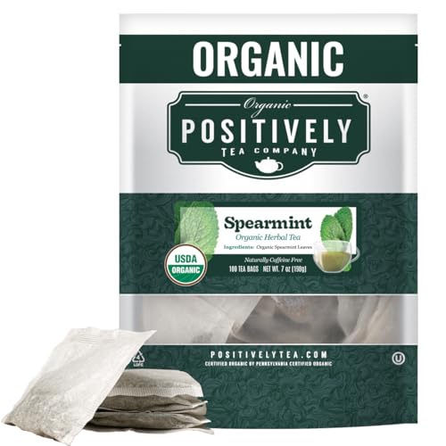 Image of Positively Tea, Organic Spearmint Leaf Herbal, 100 Ct Tea Bag Value Pack