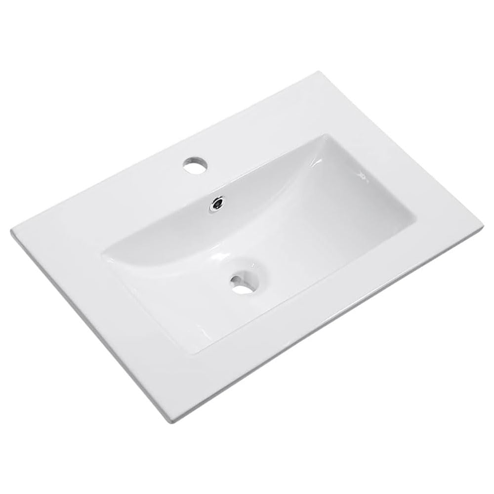 Lavabo De Porcelana Para Baño rectangular 61 cm x 46 cm VAN acabado blanco brillo fabricado en porcelana