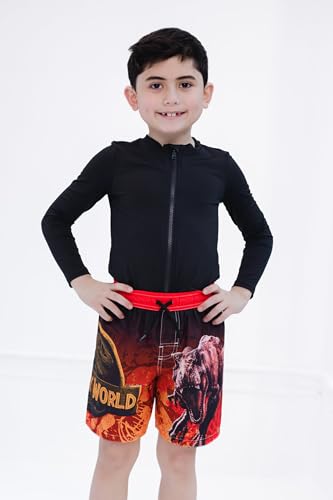 Jurassic World Park Dinosaur UPF 50+ Swim Trunks Little Kid Sizes (4-7-8)2