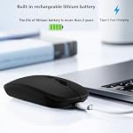 Wireless Bluetooth Mouse for Apple iPad iPhone MacBook Android Samsung Tablet Phone Dual-Mode Rechargeable 2.4G Portable Computer Mice for Windows Laptop Notebook PC Mac Desktop USB Receiver (Black)
