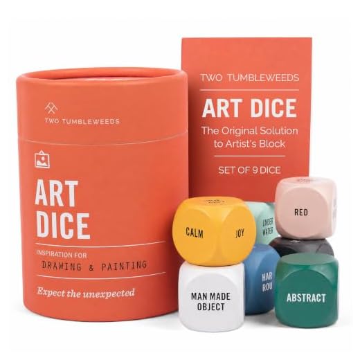 Two Tumbleweeds Art Dice - Drawing & Painting Game for Kids, Teens, Adults, Artists & Teachers - Set of 9 Dice for Creative Inspiration in The Studio and Classroom - Gift for Artist - 1+ Players