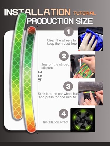 Image of 20PCS Car Wheel Reflective Decorative Strip,Night Safety Warning Stickers,Cars,Motorcycles,Bicycles are Applicable, Colorful and Diverse, a Street the Most Beautiful Car (Colorful)