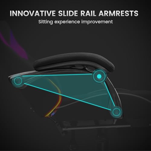 Image of GTPLAYER RGB Gaming Chair with Footrest, LED Lights, Ergonomic Computer Chair with Linkage Armrest, Breathable Fabric for Home Office Desk - Video Game Chairs for Adults, Warm Red