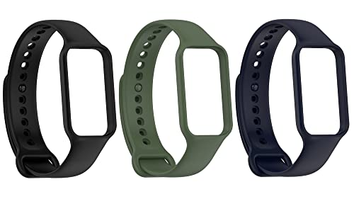[SHEAWA] Redmi Smart Band 2/Xiaomi Smart Band 8 Active�p�o���h �x���g 3�F�Z�b�g �����o���h �X�g���b�v �V���R�� �ւ��o���h �A�N�Z�T���[ (�u���b�N+�A�[�~�[�O���[��+�~�b�h�i�C�g�u���[)