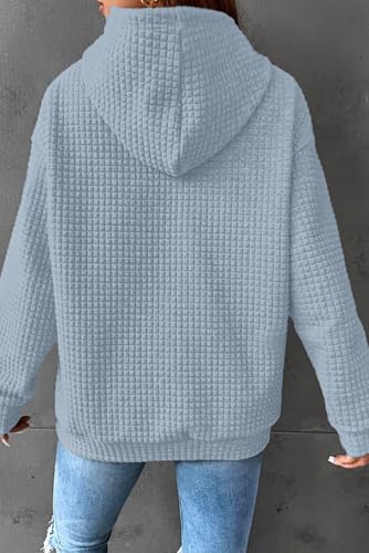 Image of SHEWIN Women Fall Waffle Hoodies Pullover Tops Hooded Sweatshirt