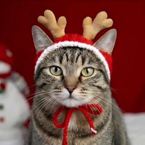 Cuernos navideños para perros y gatos, ajustables y antideslizantes miniatura 2