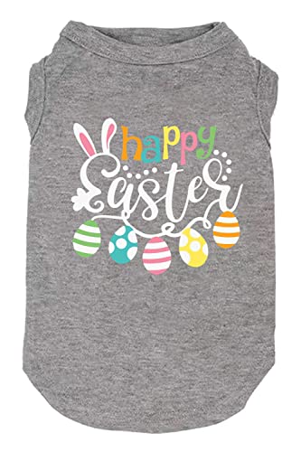 Happy Easter Shirts for Dog Funny Print Vest for Small Medium Large Dogs Soft and Light-Weight T Shirts Gift for Puppy(M, Grey01)