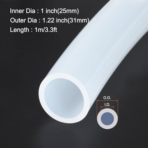 Image of 1m(3.3ft) 25mm(1 inch) ID x 31mm(1.22 inch) OD Silicone Tubing Clear Industrial Plastic Tubing Pure Silicone Hoses for Pump Siphoning Draining Irrigation Brewing