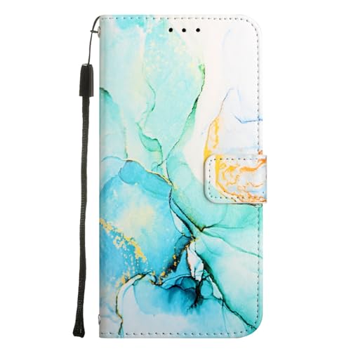 Étui pour Oppo A6 5G vert en cuir avec motif marbre élégant