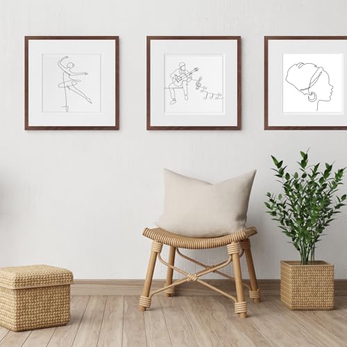 puthiac 8x8 Walnut Oak Wood Picture Frame - 8x8 Photo Frame, 8x8 Picture Frame Wood, Natural Solid Wooden Picture Frames for Wall Art Photo and Prints (3 Pack, Walnut)