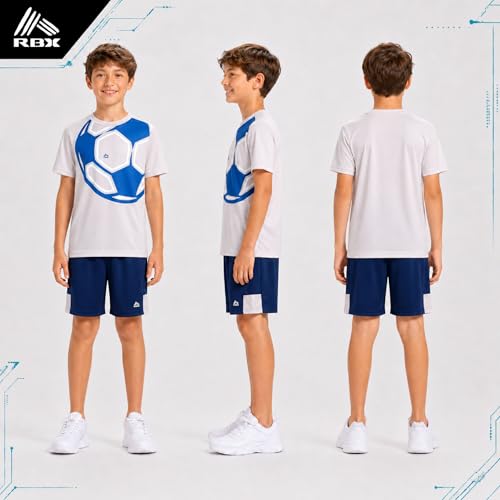 Image of RBX Boys Athletic Shorts Set - 2 Piece Active Performance Graphic Tees and Mesh Gym Shorts for Boys With Elastic Waistband