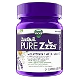 Vicks ZzzQuil PURE Zzzs Melatonin Sleep Aid Gummies with Chamomile, Lavender, & Valerian Root, 1mg per gummy, 24 Count
