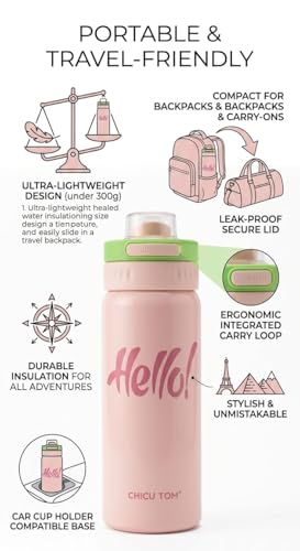 Image of Water Bottle with Straw Lid | Leakproof BPA Free Sipper Bottle for Girls and Boys | Reusable Drinking Bottle for School, Gym & Travel (600ml) (Pink)