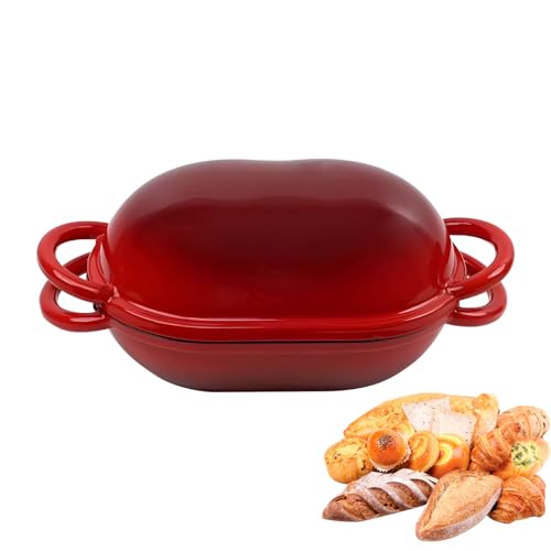 FHGSPQWM Horno holandés de hierro fundido esmaltado para hornear pan, distribución uniforme del calor, tapa multiusos para masa madre, guisar y servir ollas de pan esmaltadas de hierro fundido