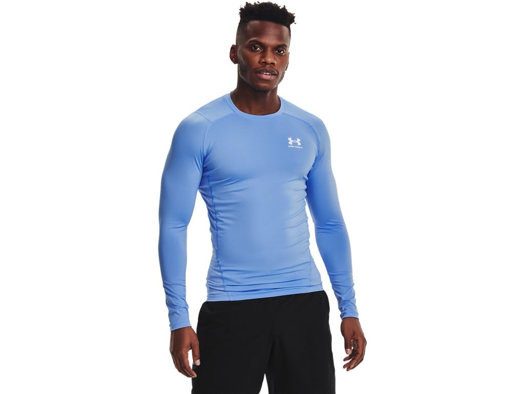 Under Armour Men's Armour HeatGear Compression Long-Sleeve T-Shirt, Carolina Blue (475)/White, Large