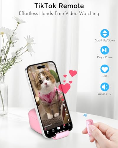 Anel de rolagem remota para TikTok, anel de rolagem TIK Tok 2 em 1 com suporte de telefone, virador