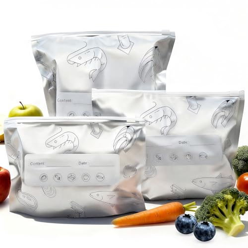 Aluminum Foil Food Storage Bags, Reusable Freezer Bags for Refrigerator,