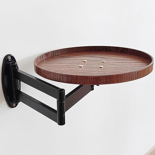 Table basse pliante murale ronde en noyer de 30 cm pour balcon et chevet